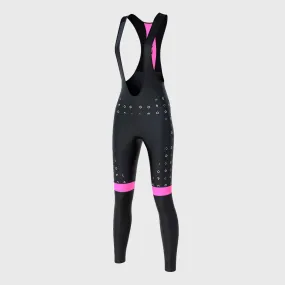 Fdx Polka Dots Pink Women's & Girl's Winter Cycling Padded Bib Tights