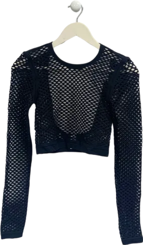 Alo Black Mesh Long-Sleeve Top Size S