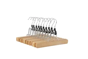 Amazon Basics Sturdy Wooden Pants Hangers - Natural, 10-Pack