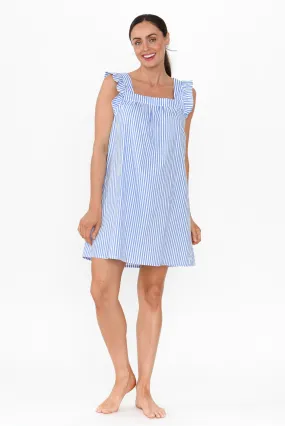 Arabella Blue Stripe Cotton Nightie