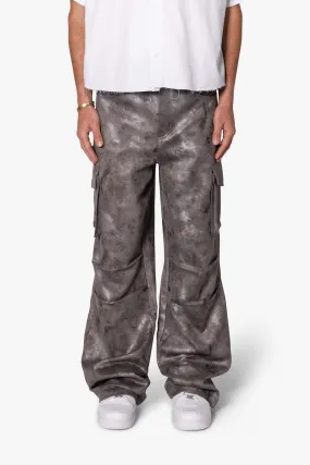 Baggy Dual Tone Sueded Cargo Pants - Grey