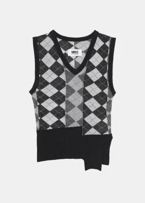 Black Argyle Sleeveless Jumper