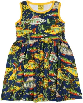 DUNS Sleeveless Gathered Dress - Sea Weed (Fish) Navy