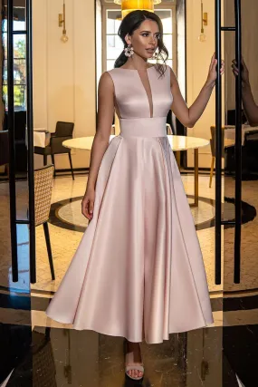 Evening Spotlight Satin Sleeveless Midi Dress