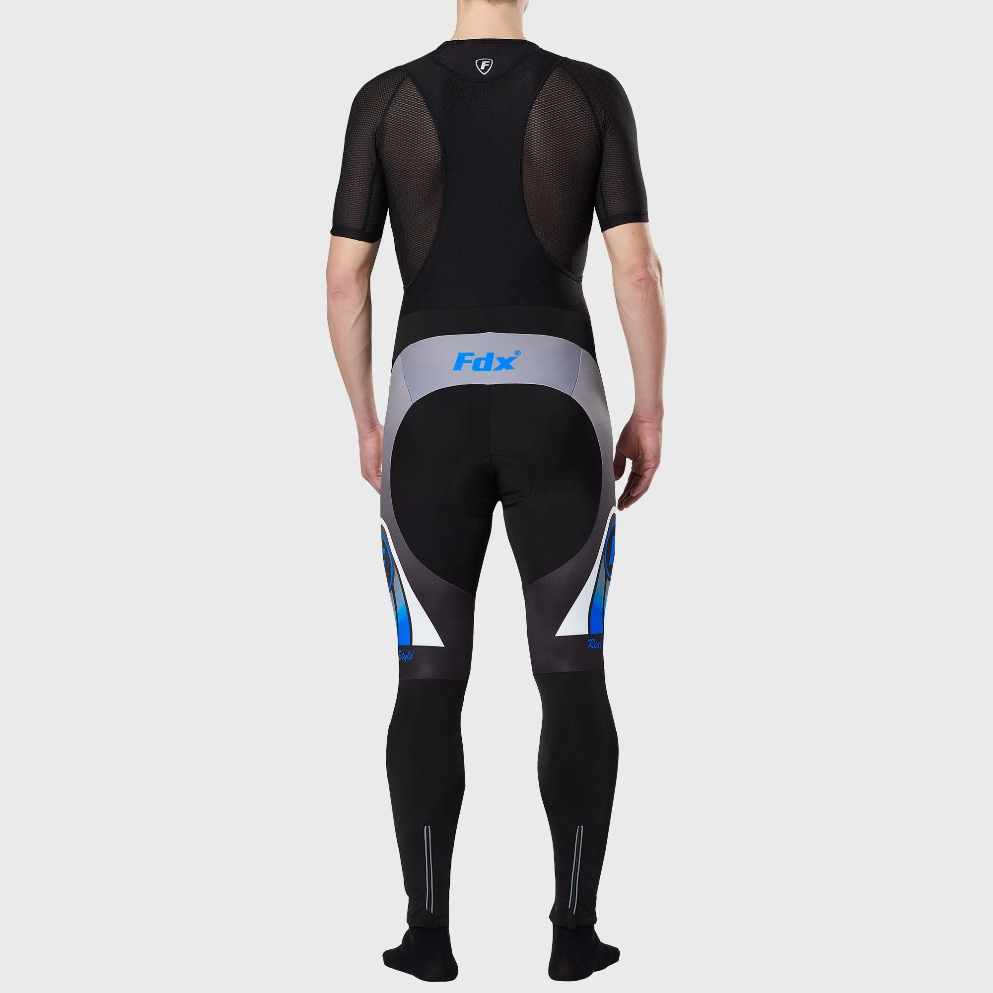 Fdx Men's & Boy's Set Signature Thermal Roubaix Long Sleeve Cycling Jersey & Bib Tights - Blue