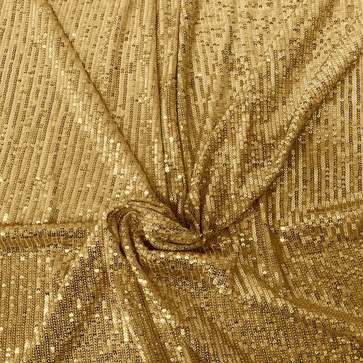 Gold Mille Striped Stretch Sequins Lace Fabric