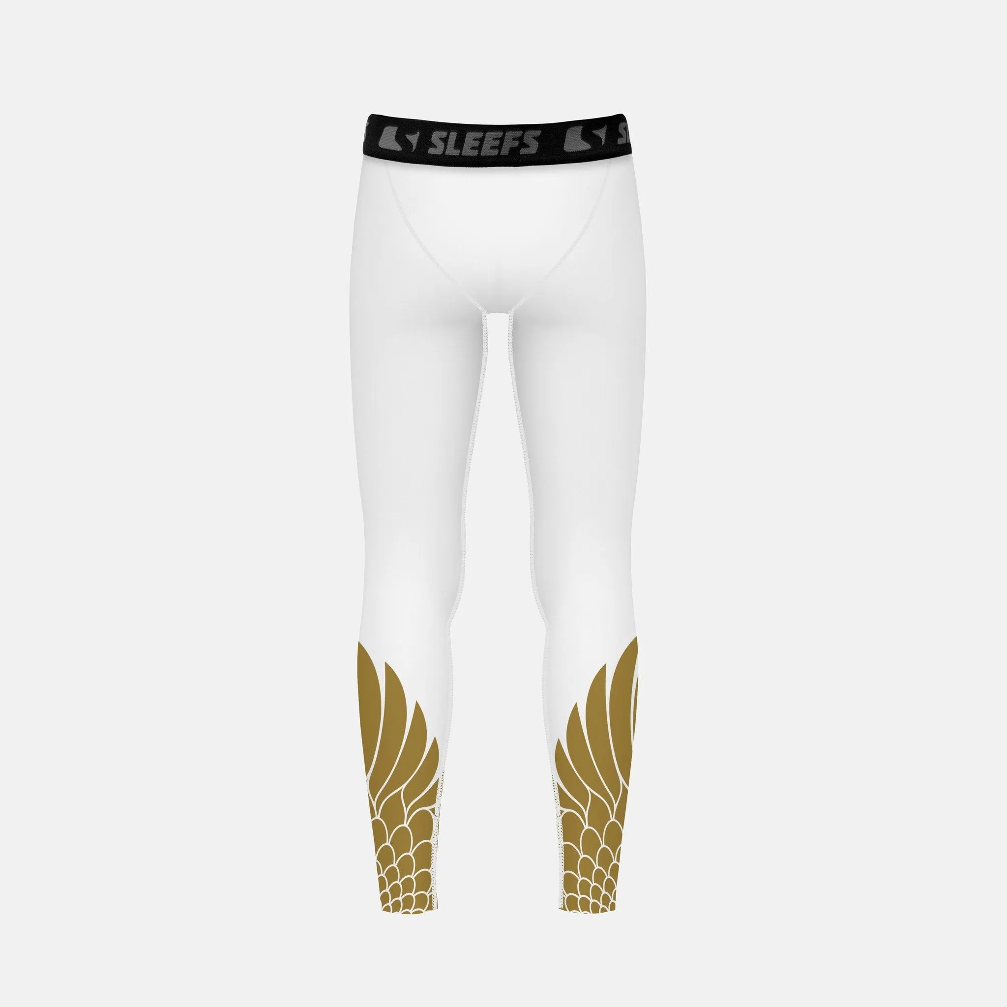 Icarus White and Gold Kids compression tights / leggings