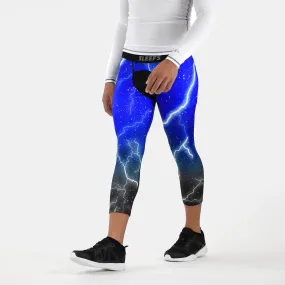 Lightning Blue and Black Compression 3/4 tights / leggings