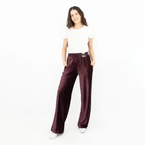 M&S Wide Leg Purple Velour Joggers Elasticated Waist Casual Trousers