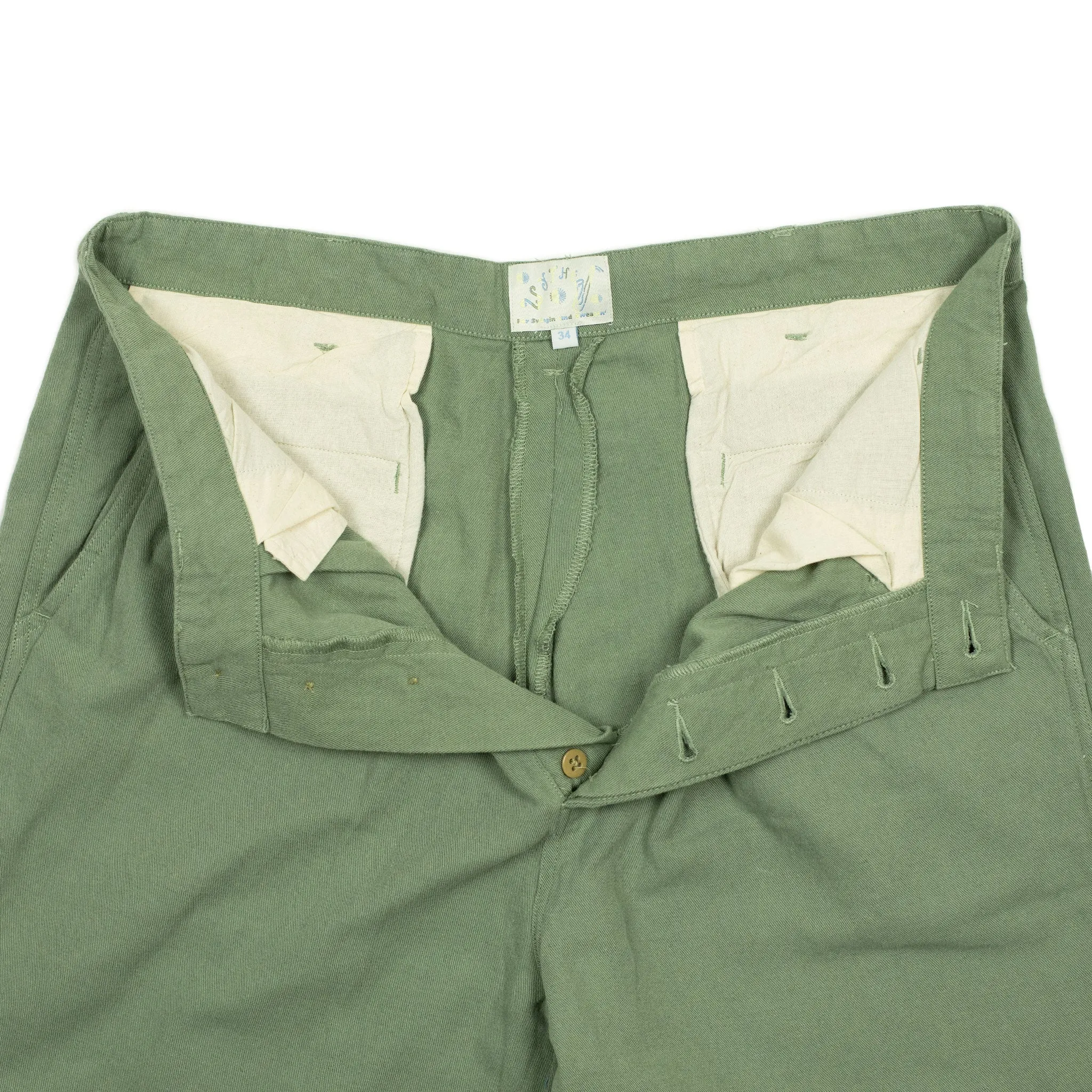 Military chino in faded olive cotton and linen slub twill (restock)