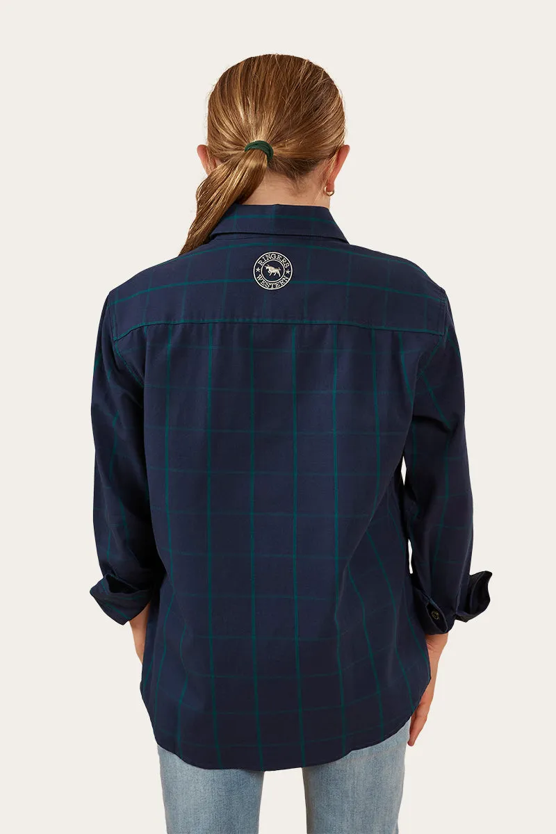 Newbury Kids Full Button Work Shirt - Navy