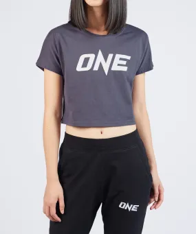 ONE Denim Blue Logo Crop Tee