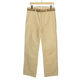 Straight leg trousers in cream and brown burnt molton cotton