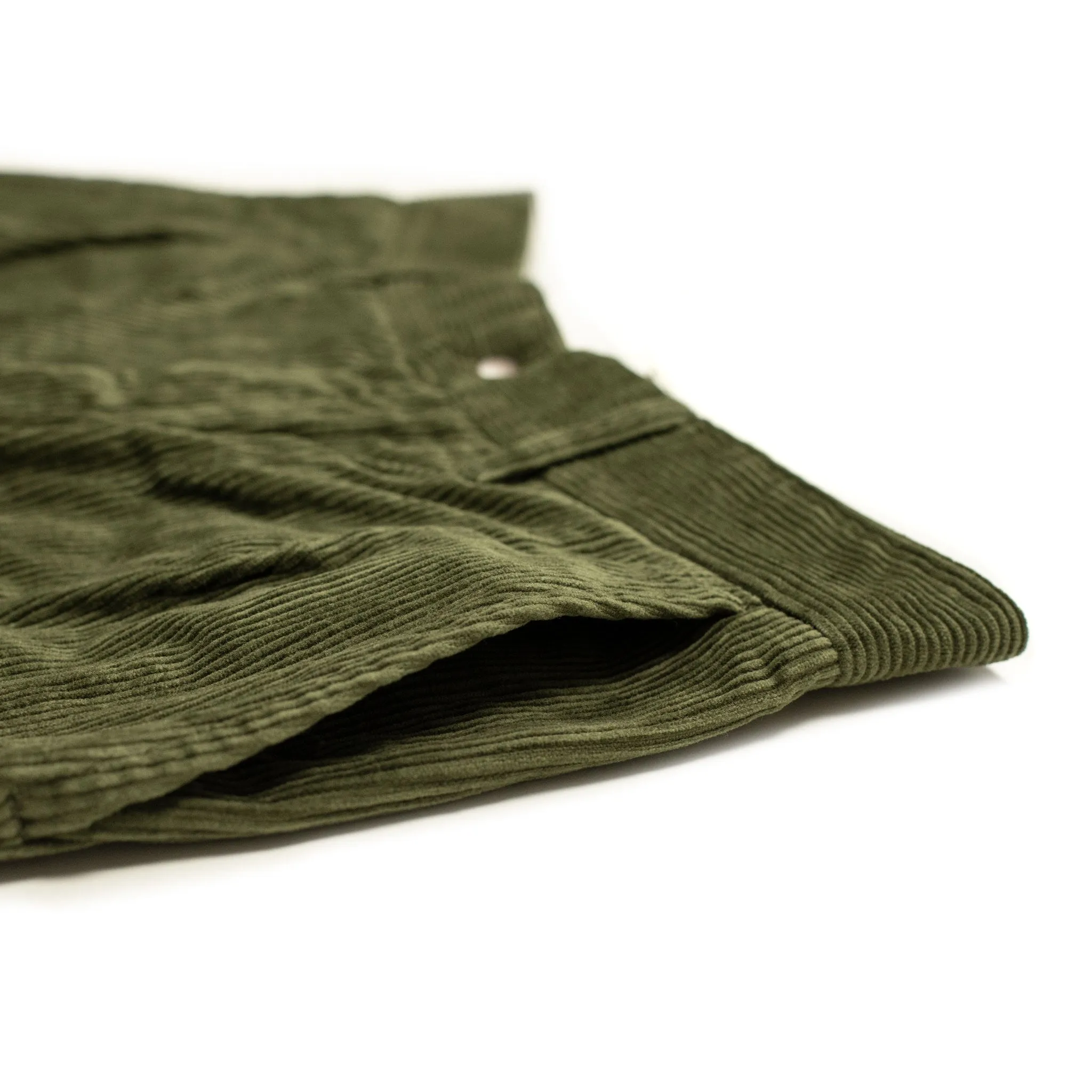 Two tuck trousers in olive cotton corduroy