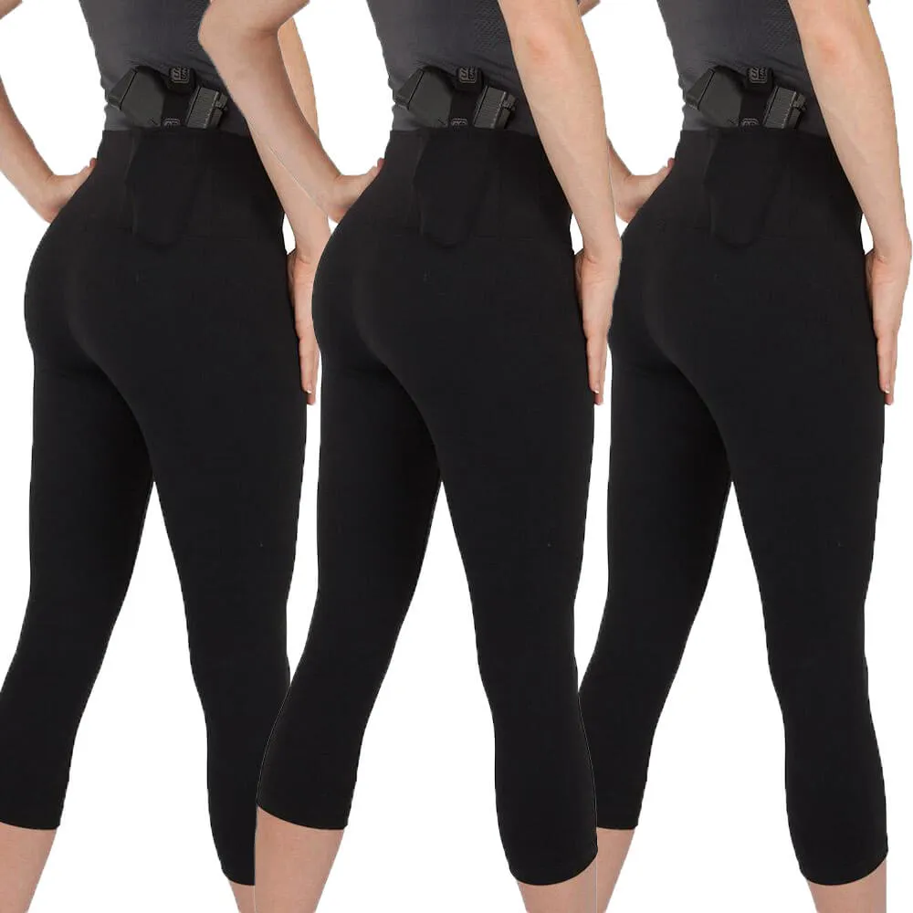 Women's Concealed Carry Original Leggings Crop Length 3 Pack