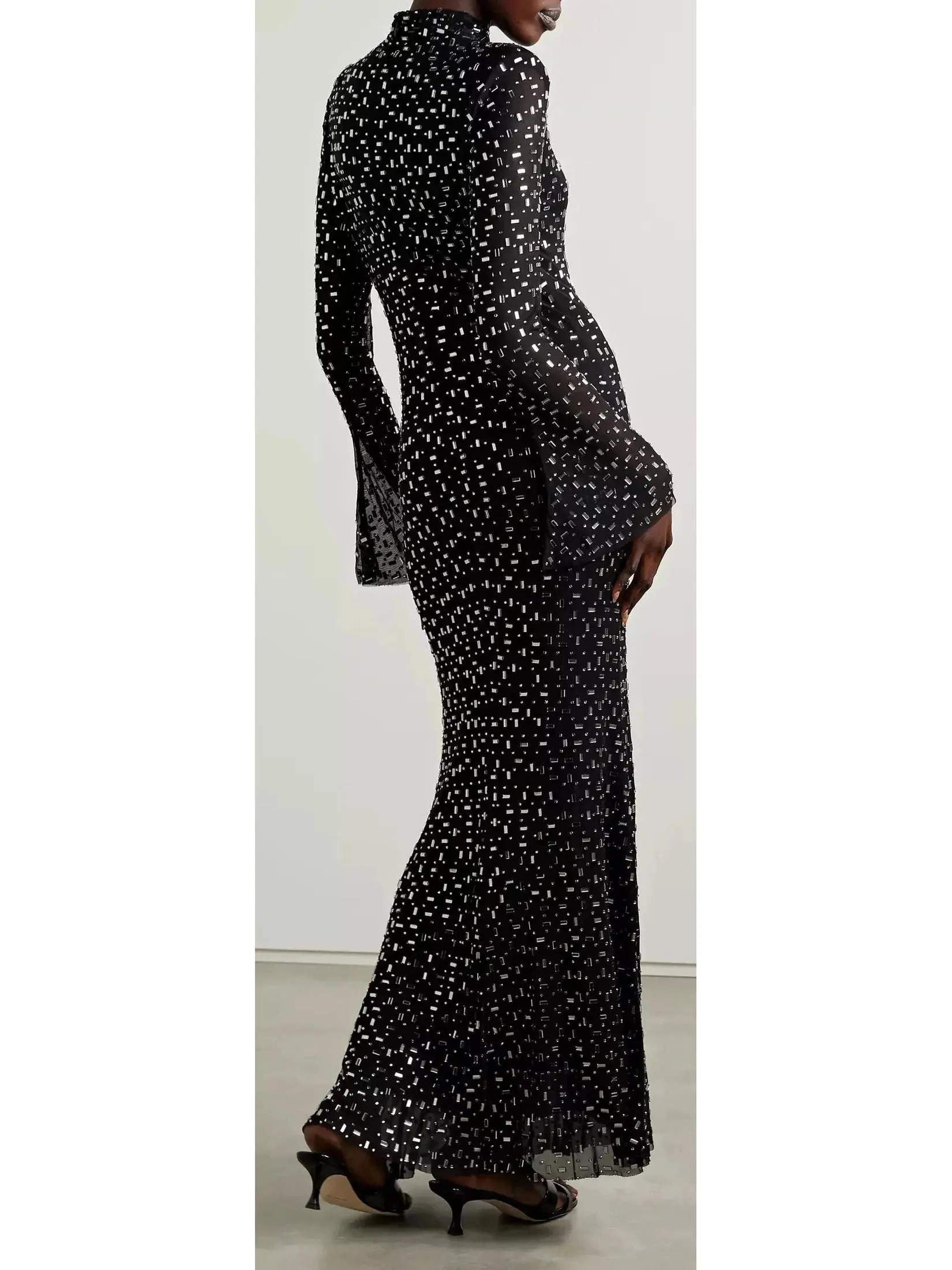 Women’s Crystal-Embellished Mesh Maxi Dress