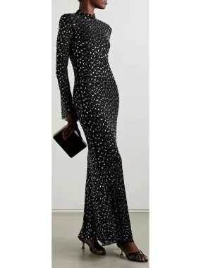 Women’s Crystal-Embellished Mesh Maxi Dress